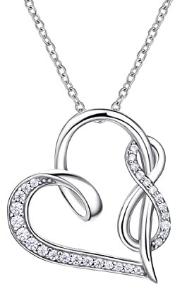 AM ANNIS MUNN Damen Schmuck 925 Sterling Silber Infinity Kette Herz Halskette für Damen Schmuck mit 5A Zirkonia Geschenke für Damen Freundin