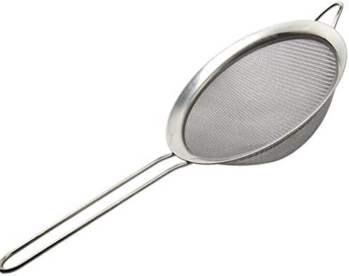 22 Cm Stainless Steel Flour Sieve, Fine Mesh Stainless Steel Strainers Kitchen Sieve Mesh Suitable for Quinoa, Tea, Soup, Sifting, Baking, Straining