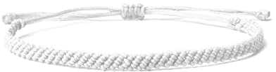 Starain White Surf Braided Bracelet for Women Men Adjustable Boho Surfer Bracelet Beach Waxed Thread Waterproof Anklet