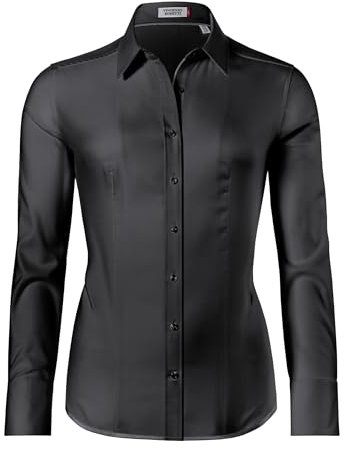 Vincenzo Boretti Bluse, modern-fit/leicht tailliert, Hemdkragen, Soft Oxford - bügelleicht schwarz 40