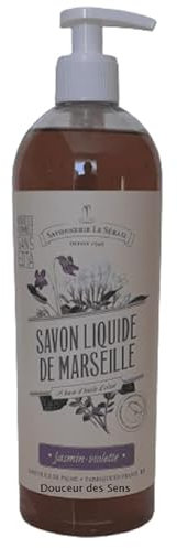 Savon de Marseille liquide jasmin violette, savonnerie Le Sérail 750 ml à base d'huile d'olive
