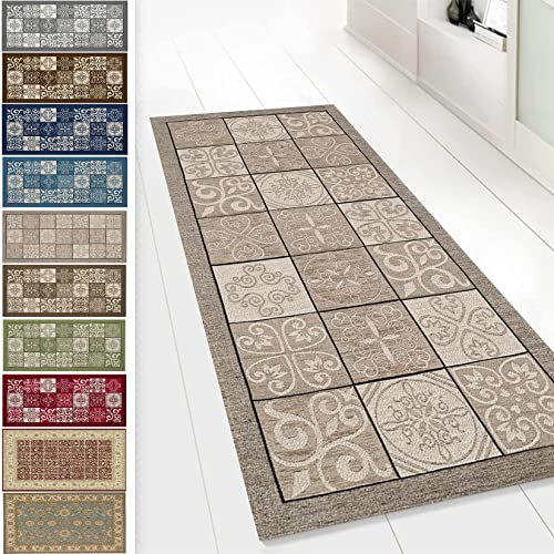 KUAW Fußmatte Schmutzfangmatte 90x150cm rutschfest Waschbar Benutzerdefinierte Länge Staubdicht Lang Polyester Teppichläufer für Wohnzimmer Büro Esszimmer, H