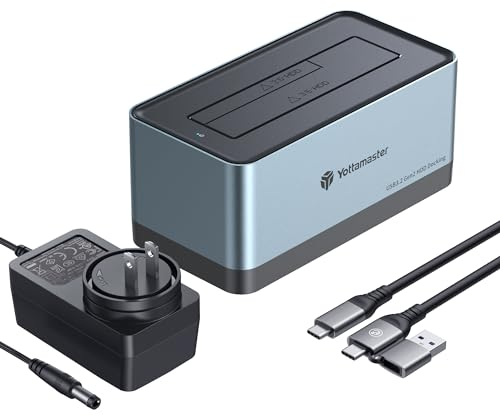 Yottamaster Hard Drive Docking Station, USB 3.0 Docking Station for 2.5/3.5 Inch SATA HDD SSD with Power Supply and A/C Cable Supports 18TB Docking Bases[KD100]