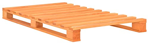 Palettenbett Holzbett massiv 100x200cm - Gästebett Einzelbett, Bettrahmen mit Lattenrost, für kleine Schlafzimmer, v75