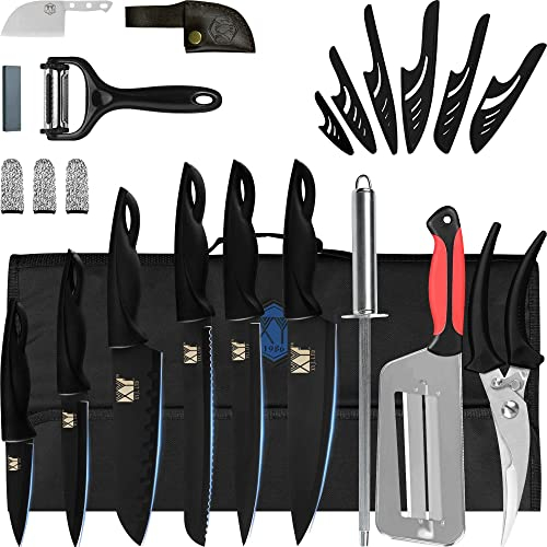 XYJ Kit de cuchillo de chef profesional, kit de cuchillo de bolsa enrollable