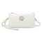 She & Bags Damen-Handtasche mit goldenem Abzeichen, multifunktional, Doppelfächer, kleine Handgelenktasche, Clutch, Umhängetasche, Kuriertasche, weiß, Small