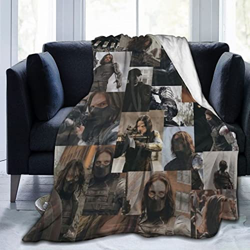 Sebastian Stan & Bucky Barnes Fleece-Überwurf, leicht, superweich, gemütlich, Luxus-Bett-Mikrofaser, mehrfarbig, 125 x 100 cm