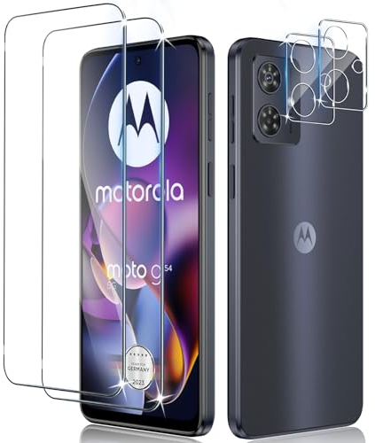 Liilaa Protector de Pantalla para Motorola Moto G54 5G / Moto G64 5G, 2 Piezas Cristal Templado y 2 Piezas Protector de Lente de Cámara, Anti Arañazos Dureza 9H Vidrio Templado
