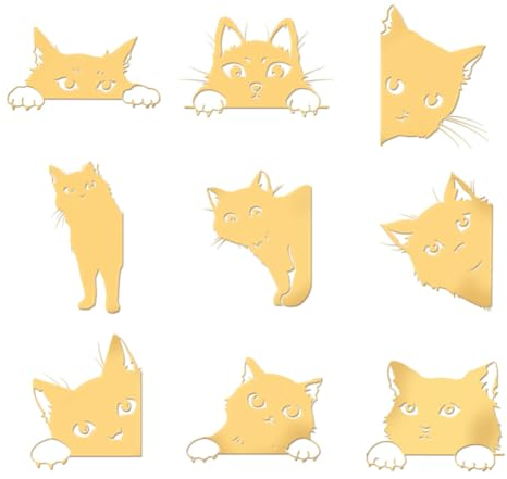 OLYCRAFT 9 Stück 4x4cm Goldene Metallaufkleber Spähende Katzenaufkleber Selbstklebende Tierkatzenaufkleber Goldene Epoxidaufkleber Für DIY Sammelalben Epoxidharz Wasserflaschendekoration