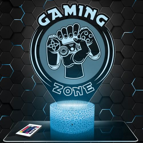 Lámpara Gaming Zone decoración Cuarto para niños. Lámpara 3D Gaming Zone, objeto de videojuegos para jugadores, idea de regalo, lámpara de noche para la oficina. Idea de regalo original. TOP