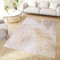 TAPISO Crystal Tapis Poils Courts Moderne Crème Or Marron Beige Blanc Feuilles de Palmier Effet 3D Brillant Doux Tapis Salon Chambre Adulte Oeko-TEX 200 x 300 cm