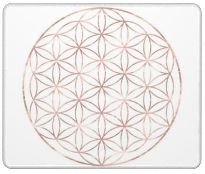 BeNtli Tapis de Souris, Fleur de Vie en Or Rose Mandala, Tapis de Souris à Base de Caoutchouc antidérapant, Tapis de Souris étanche 12 × 10 Pouces pour Le Bureau