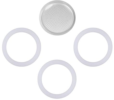 Wedrink Moka Pot Gasket Replacement for Aluminium Espresso Maker, Includes 1 Filter and 3 Silicone Gasket Seals (9 Cups)