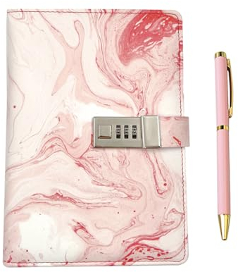 GOORAIFU Diario con cerradura para niñas y mujeres, diario de piel sintética A5 con cerradura, 240 páginas con contraseña bloqueada, cuaderno de viaje con bolígrafo de metal y caja de regalo, color