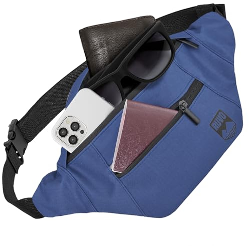 RUVO® Bauchtasche Herren und Damen | stylische Gürteltasche für maximalen Stauraum | 4 Fächer jeweils mit Reißverschluss | für alle Aktivitäten geeignet