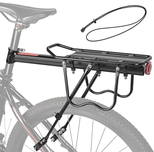 KEMIMOTO Universal Fahrrad Gepäckträger [22-29 Zoll], Gepäckträger Mountainbike, Maximalbelastung 100kg, Cube Gepäckträger mit Reflektor, Gepäckträger Fahrrad Hinten mit Schnellspanner für MTB Rennrad