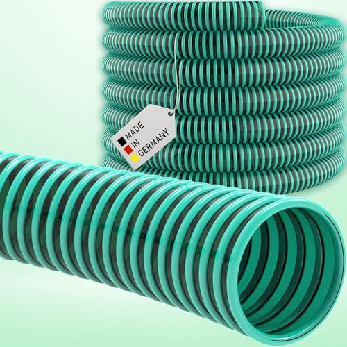 Saugschlauch Spiralschlauch Pumpenschlauch Förderschlauch Wasserschlauch Druckschlauch - Made in Germany (25 mm (1) - 5 Meter, Saugschlauch - Grün)