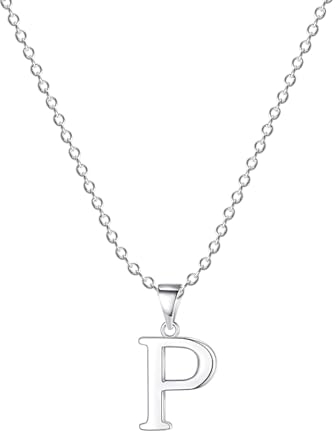 Damen Halskette mit Buchstaben Anhänger P Silber Initialien Kette Edelstahl Buchstabenketten Personalisiere Silber Y Kette für Frauen Mädche