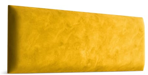Muralo Wandkissen Gepolstert, Magic Velvet, Wandpolster - 90x30 cm, Gelb | Wandpaneel, ideal als Bettkopfteil oder Lendenkissen - für Schlafzimmer und Wohnzimmer, einfache Anbringung mit Montagekleber