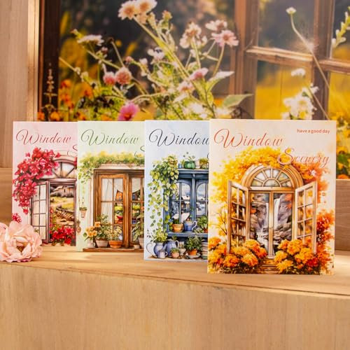 Arpaper Scrapbook Stickers 40 Stück Journaling Zubehör Fensterbank Aufkleber Ästhetische Dekoration für Scrapbooking, Album DIY(Four Seasons Window View)