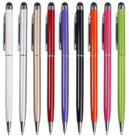 2-in-1 Stylus/Kugelschreiber, universeller kapazitiver Touchpen für Touchscreen, iPhone, iPad, Handy, 9 Stück (9 Farben)