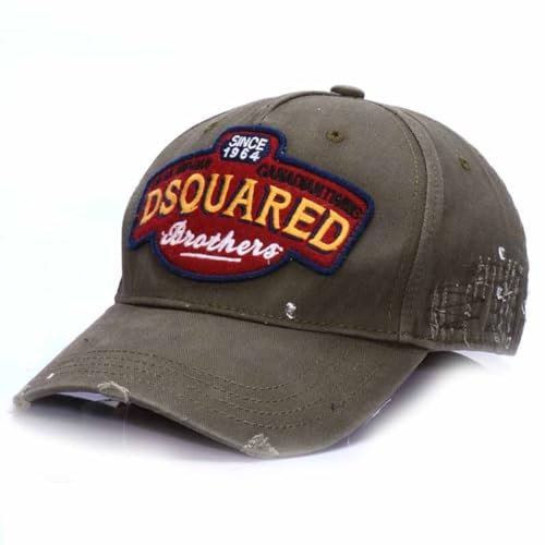 DSQUAREDS - Berretto da baseball da uomo, classico, sportivo, casual, estivo, con ricamo classico, Verde militare, Taglia unica