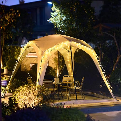 Pavillion Klappbar 3x3m, Faltpavillon mit Moskitonetz für Camping Garden Shelter Gazebo Screen Tent für 6-8 People, 360° Ventilation Carry Bag für Garden, Patio, Picnic & Outdoor