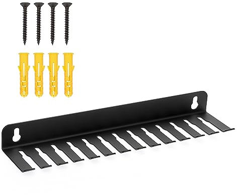 Kokone 13 Cable Slot Cable Hanger and Organizer, Wall Mounted Cable Hanger,Iron Cable Rack-Slots Width from 6 to 9mm for Cord Management,Black