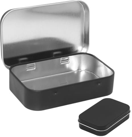 SGERUFZ Metal Tin Metalldöschen Blechdose Aufbewahrungsbox Metall Boxen Metalldosen aus Metall mit Deckel Minibox Organizer für Zuhause Sügigkeiten und Kleinen Gegenständen (Mini) (Schwarz)