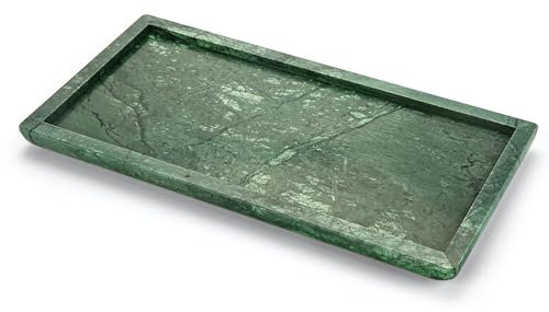 Marmor Badezimmer Schminktisch Tablett – Elegantes dekoratives JuwelenTablett Steintablett für Zuhause und Küche 14 x 7,8 Zoll indisches Grün