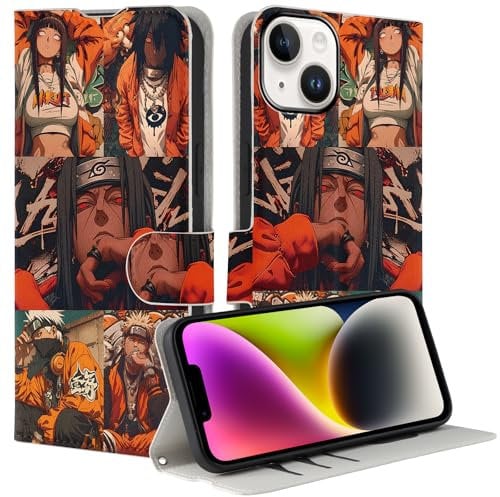 Handyhülle für iPhone 11 Hülle 6.1'', Anime Naruto Itachi Sasuke Kakashi Muster Wallet Leder Kartenfach Magnet staubdicht Handytasche Klapphülle Case Cover Mit Ständer PU Leder Schutzhülle für Jungs