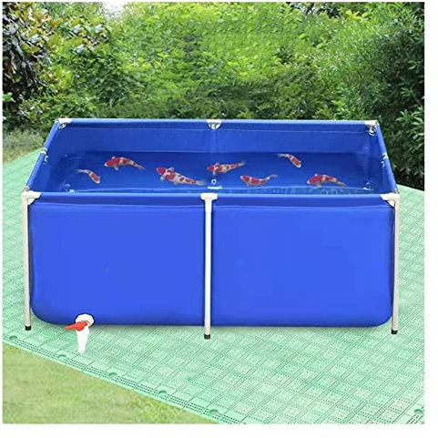 Estanque grande de lona con válvula de drenaje y soportes de acero galvanizado, ideal para cultivo koi, depósito y piscina
