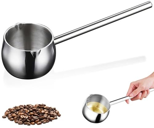 Casserole de 300 ml avec bec verseur, mini cafetière, chauffe-beurre avec poignée de 20 cm, en acier inoxydable 316, pour lait, beurre, sauce, chocolat