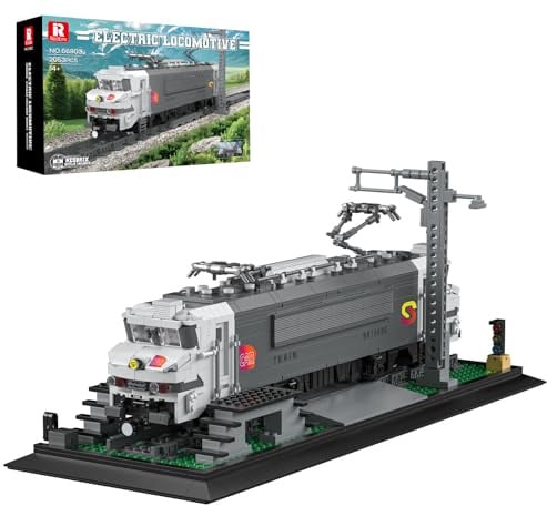 Reobrix Lokomotiv Bausatz mit Gleisbasis, Frankreich BR15000 Elektrozug Baustein Modellbausatz für Erwachsene und Kinder, 66803 Klassisches Eisenbahnfahrzeug, Heimbüro Dekor, Geschenke (2053 Stück)