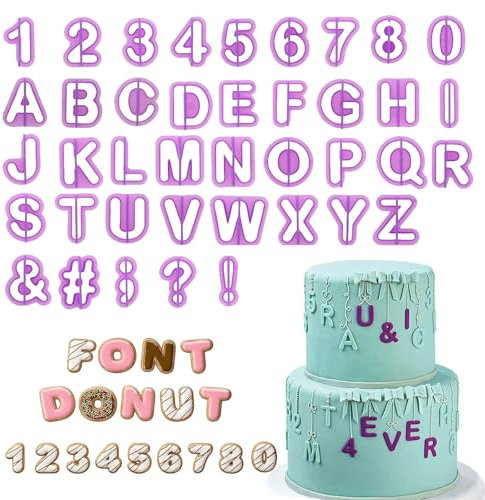 dinghaole 40 Pcs Fondant Alphabets Letters, Cake Decoration Stamping Molds, Fondant Cutter, Alphabet Fondants Puncher, for Wedding Birthday Christmas Baby Shower Party Cake Decoration
