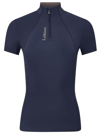 LeMieux Classique Short Sleeve Base Layer - UV50+ Quarter Zip - Vented Underarms - 360 Stretch - Navy - UK10