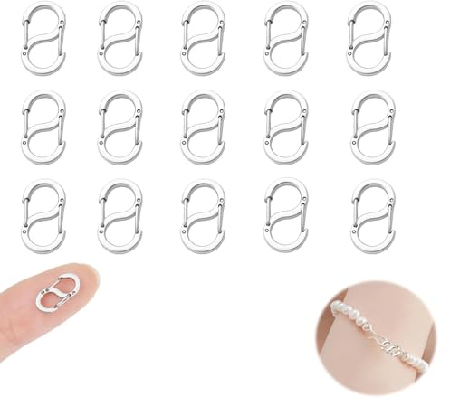 15 Stück Armband Verschluss Mit Doppelter Öffnung, Karabinerverschluss, Verschlüsse Für Halsketten & Verschlüsse Für Armbänder, Schmuck Reparatur Clip Verbinder (Silber)