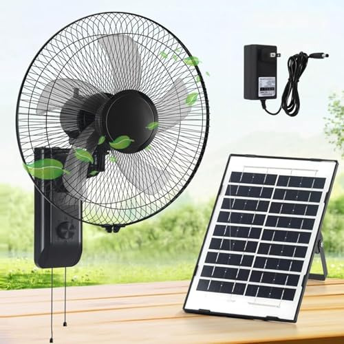 Oscillating Wall Mount Fan - 16 Inch Electric Air Cooling Unit with 3 Quiet Speeds and Easy Pull Cord Controls for Home, Offices, Studios, and Garages