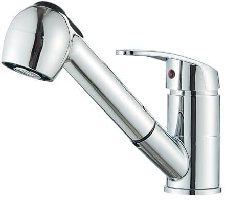 TTICCTIY Kitchen Sink Mixer Tap with Pull Out Spray 360° Swivel Spout Mono Kitchen Mixer Taps Stainless Steel with 1 Hole, Single Handle Lever Sink Tap Chrome