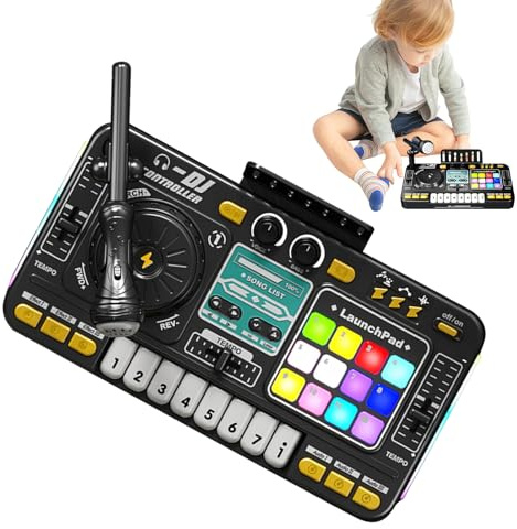 Frullatore DJ per bambini – Giocattolo elettronico elettronico USB, colorato e portatile, ABS, tastiera digitale musicale, strumento educativo, gioco creativo, apprendimento musicale interattivo per i