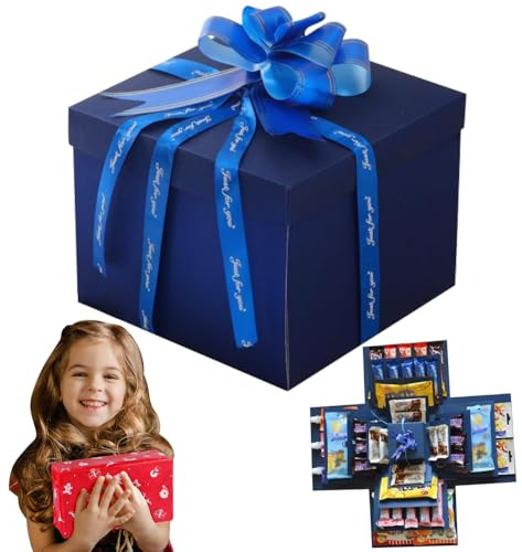 RNPKZ Überraschung Box, 5-Lagige Explosionsbox, Kreative Überraschungsbox, DIY Handgemachte Überraschung Box, Surprise Boxs mit Band für Valentinstagsgeschenke, Geburtstag, Hochzeitstag (Blau-2)