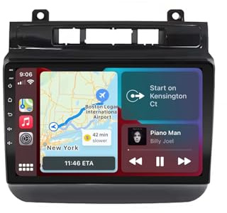 Radio Coche Navegación GPS 2 DIN para VW Touareg 2010-2018 HD Pantalla Táctil+Llamadas Manos Libres Navegador GPS/Mandos, 4 Nuclear 1G+16G