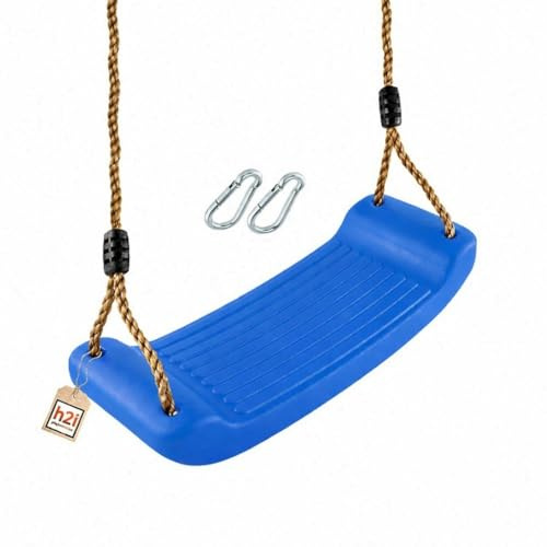h2i Kinderschaukel aus Kunststoff 43x17 cm, verstellbare Seile, Blau | Kinderschaukel, wetterfest, verstellbar, Garten & Indoor