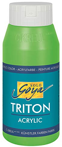 KREUL 17022 - Solo Goya Triton Acrylfarbe gelbgrün, 750 ml Flasche, schnell und matt trocknend, Farbe auf Wasserbasis, in Studioqualität, vielseitig einsetzbar, gut deckend und ergiebig
