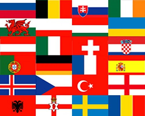 FRIP - Stockfahnen Set alle 24 Teilnehmer der Europameisterschaft 2016, Flaggen Gr. ca. 30x45 cm Lieferung ohne Stock !!