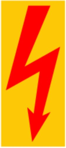 LEMAX® Aufkleber Hinweisschild, Blitzpfeil VDE 0105 C ohne Rand Folie selbstklebend Gelb Aufdruckfarbe: Rot 40x100mm