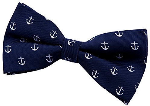 Retreez Herren Gewebte vorgebundene Fliege Anker Ankermuster 13 cm - marineblau