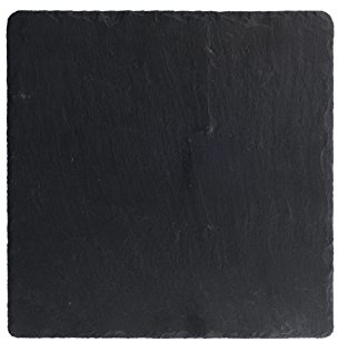 H&H Ardesia Set 6 Piatti Quadrati, Nero, 20x20x0.5 cm