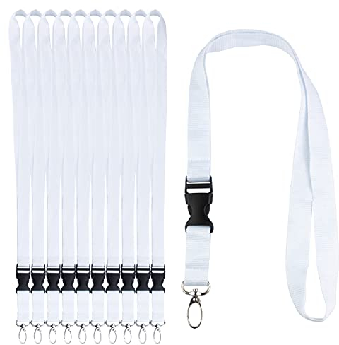 Halskette für Badge-Halter, Schlüsselanhänger, Visitenkarte, Studentenkarte, Buskarte. Packung mit 10 Stück weiß