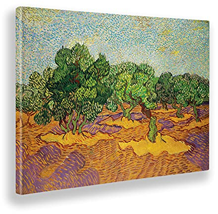 Giallobus - Gemälde - Vincent Van Gogh - Olivenbäume - Leinwand mit Standardrahmen - 140x100 - Bereit zum Aufhängen - Moderne Gemälde für zu Hause